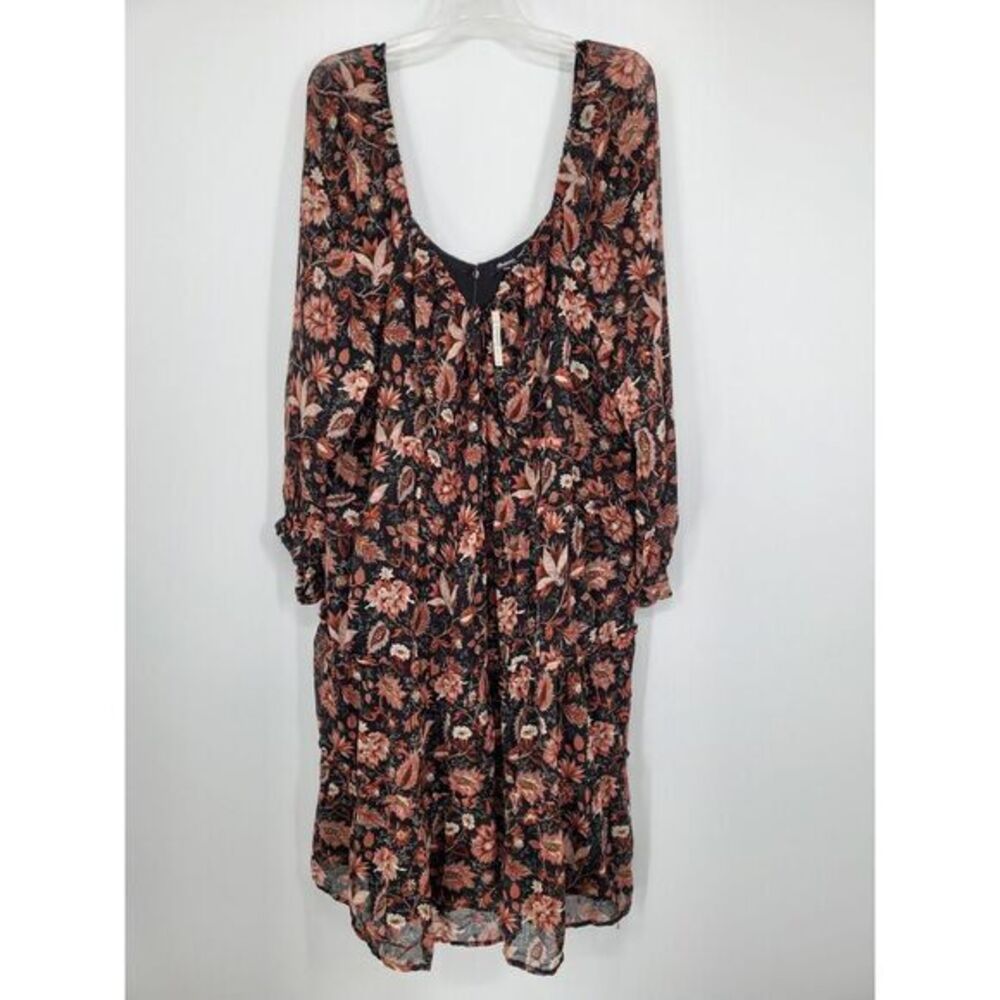 Madewell Plus Size‎ 24W Amalia Tiered Pampas Blooms Dress Metallic Floral A7